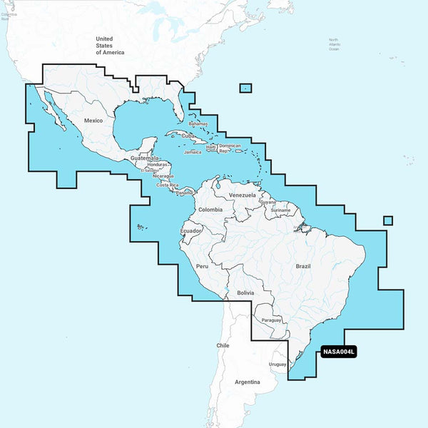 Navionics+ NASA004L Mexico, Caribbean to Brazil - 010-C1364-30