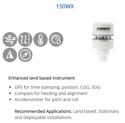 Airmar 150WX NMEA 0183 / 2000® WeatherStation® - RS232 IPX6 (no Relative Humidity) - WS-150WX-RS232