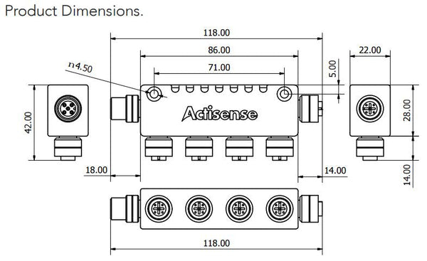 Actisense® NMEA 2000 4 Way Multidrop T  Piece (Micro) A2K-4WT